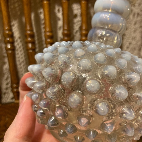 Fenton Opalescent Moonstone Hobnail Glass Perfume Bottle - Vintage, Eclectic - Picture 6 of 14